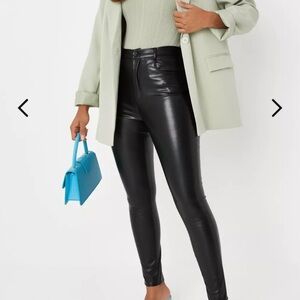 NWT Misguided Black Faux Leather Slim Leg Pants